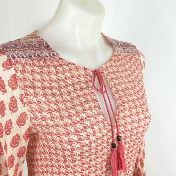 Soft Joie Daria Boho Floral Print Dress White Coral Summer Multi Size XS - Picture 6 of 8